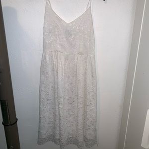 Spaghetti strap lace white dress